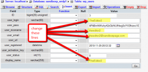 Lines to change in database