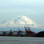 Mt. Raineer behind the Seattle Port