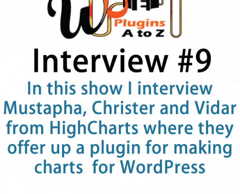 "Episode9-WPPlugins-A-to-Z-Interviews". In this show I interview Mustapha, Christer and Vidar from HighCharts where they offer up a plugin for making charts and several other types of charting system for WordPress and stand alone.