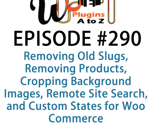 It's Episode 290 and we've got plugins for Removing Old Slugs, Removing Products, Cropping Background Images, Remote Site Search, and Custom States for Woo Commerce. It's all coming up on WordPress Plugins A-Z!