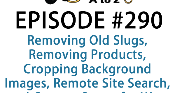 It's Episode 290 and we've got plugins for Removing Old Slugs, Removing Products, Cropping Background Images, Remote Site Search, and Custom States for Woo Commerce. It's all coming up on WordPress Plugins A-Z!