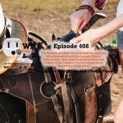 the logo and show opener over an image of someone fixing things to a saddle.